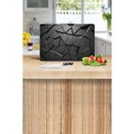 Saban 20x30 Cm Cam Kesme Tahtası Siyah Üçgenler Desenli Çok Renkli