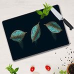Saban 30x40 Cm Cam Kesme Tahtası Üç Yaprak Siyah