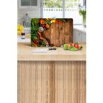 Saban Ahşap ve Sebzeler 20x30 cm Cam Kesme Tahtası