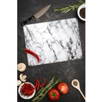 Saban Beyaz Mermer Görünümlü 20x30 cm Cam Kesme Tahtası