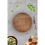 Saban Çap 32cm - Koyu Ahşap Desenli - Cam Kesme Tahtası - 1 Adet