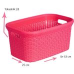 Saban Fusya, Hasır Desenli Plastik Çamaşır Selesi - 25x35x53cm - Pembe