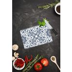 Saban Lacivert Mandala Desenli 20x30 cm Cam Kesme Tahtası