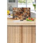Saban Leopar Desenli 20x30 cm Cam Kesme Tahtası