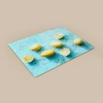 Saban Limon Desenli Cam Kesme Tahtası - Renkli - 30X40 cm - Montajsız