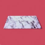Saban Mermer Desenli Cam Kesme Tahtası - Beyaz - 30X40 cm - Montajsız
