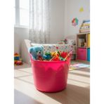 Saban Neon Pembe, Esnek Plastik Kova – 20 Litre, Temizlik Kovası, Esneyebilen Oyuncak ve Çamaşır Sepeti
