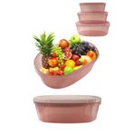 Saban Oval Pembe 3'lü Erzak Saklama Kabı