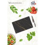 Saban Siyah Altın Mermer Desenli 20x30 cm Cam Kesme Tahtası