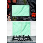 Saban Takım Halinde Su Yeşili 20X30 cm Kesme Tablası ve 60X52CM Cam Ocak Koruyucu 4'lü Ocaklar