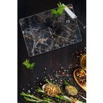Saban Yaldızlı Mermer Görünümlü 30x40 cm Cam Kesme Tahtası