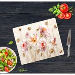 Sabanbaba Dekoratif Ballı Çiçek 30x40 cm Cam Kesme Tahtası