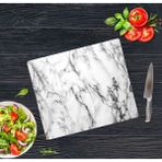 Sabanbaba Dekoratif Beyaz Mermer 30x40 cm Cam Kesme Tahtası