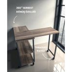 Sabaz Home Çok Amaçlı 360° Dönebilen Koltuk ve Ofis Sehpası - Tekerlekli Laptop Masası - 360° Yan Sehpa - 70*77*30 - Ahşap - Ceviz