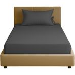 Sabia Soft Touch %100 Pamuk 62 Tel – 90X190 +30 cm Tek Kişilik Lastikli Çarşaf Seti Antrasit - 90 x 190 cm