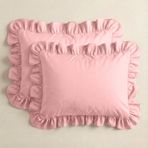 Sabia%100 Pamuk 50x60 cm Fırfırlı Yastık Kılıfı Seti (Pudra)