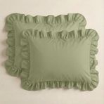 Sabia%100 Pamuk 50x60 cm Fırfırlı Yastık Kılıfı Seti (Zeytin)