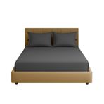 Sabia%100 Pamuk 62 Tel 155 TC – 180x200 +37 cm Yüksekliğe Uygun Battal Boy Lastikli Çarşaf Seti (Antrasit)