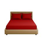 Sabia%100 Pamuk 62 Tel 155 TC – 180x200 +37 cm Yüksekliğe Uygun Battal Boy Lastikli Çarşaf Seti (Kırmızı)