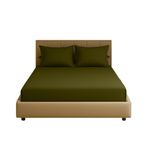 Sabia%100 Pamuk 62 Tel 155 TC – 180x200 +37 cm Yüksekliğe Uygun Battal Boy Lastikli Çarşaf Seti (Koyu Yeşil)