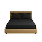 Sabia%100 Pamuk 62 Tel 155 TC – 180x200 +37 cm Yüksekliğe Uygun Battal Boy Lastikli Çarşaf Seti (Siyah)