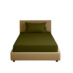 Sabia%100 Pamuk 62 Tel – 90x190 +30 cm Yüksekliğe Uygun Tek Kişilik Lastikli Çarşaf Seti (Bağcıklı Yastık Kılıflı) (Koyu Yeşil)