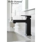 Sabit Lavabo Bataryası Kare Model Ağır Tip Lüks Siyah Renk Banyo Lavabo Musluğu Musluk Armatür