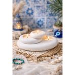 Sabletscrafts Dekoratif Taş Mumluk 3’lü Set | Beton Görünümlü Beyaz Tealight Mumluk Salon Banyo Dekoru