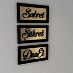 Sabret Şükret Dua Et 3'lü Tablo Seti Duvar Süsü (Altın)