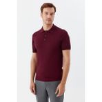 Sabri Özel Erkek Bordo Normal Kesim Regular Fit Viskon Pike Düğmeli Polo Yaka Tişört - 3XL