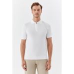 Sabri Özel Erkek Ekru Normal Kesim Regular Fit Viskon Dokulu Triko Polo Yaka Tişört - 3XL