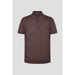 Sabri Özel Erkek Kahve Dar Kesim Slim Fit %100 Pamuk Desenli Triko Polo Yaka Tişört