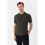 Sabri Özel Erkek Koyu Yeşil Normal Kesim Regular Fit Viskon Pike Düğmeli Polo Yaka Tişört - 3XL