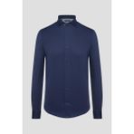 Sabri Özel Erkek Lacivert Dar Kesim Slim Fit %100 Pamuk Dokuma Uzun Kollu Klasik Yaka Gömlek
