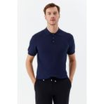 Sabri Özel Erkek Lacivert Normal Kesim Regular Fit Viskon Pike Düğmeli Polo Yaka Tişört - 3XL