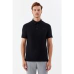 Sabri Özel Erkek Siyah Normal Kesim Regular Fit Modal Düğmeli Pike Polo Yaka Tişört - 3XL