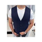 SABRİ ZENGİN Erkek Lacivert V Yaka Slim Fit Komple Kumaş Yelek