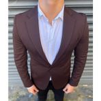 Sabri Zengin Erkek Slim Fit Blazer Ceket - Kahverengi - 54