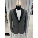 Sabri Zengin Erkek Slim Fit Kontrast Yaka Detaylı Blazer Ceket - 48 - Siyah