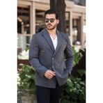 Sabri Zengin Erkek Slim Fit Penye Kumaş Kruvaze Ceket - Antrasit - 66