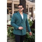 Sabri Zengin Erkek Slim Fit Penye Kumaş Kruvaze Ceket - Zümrüt - 60