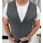 Sabri Zengin Erkek V Yaka Slim Fit Full Kumaş Yelek - 46 - Antrasit