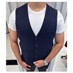 Sabri Zengin Erkek V Yaka Slim Fit Full Kumaş Yelek - 58 - Lacivert