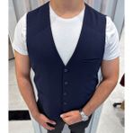 Sabri Zengin Erkek V Yaka Slim Fit Full Kumaş Yelek - Lacivert - 50
