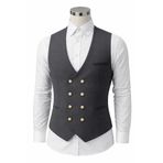 SABRİ ZENGİN Erkek V Yaka Slim Fit Kruvaze Yelek