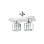 Sabrina 2 Li Krom Kaplama Plafonyer Kristalli Taşlı Modern Tasarım Kristal Salon Avize