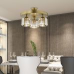 Sabrina 3 Lü Yuvarlak Eskitme Plafonyer Kristalli Taşlı Modern Tasarım Kristal Salon Avize
