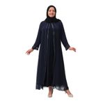 SABUHA KADIN BÜYÜK BEDEN KAT GÖRÜNÜMLÜ TAŞLI ŞİFON ANNE ABİYE LACİVERT 44