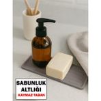 Sabunluk Altlığı Kaymaz Silikon Tezgah Koruyucu Mutfak Süngerlik Banyo Sıvı Sabun Organizer 27 cm x 11CM - Gri - 27 x 11 cm