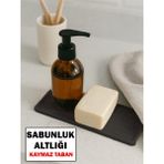 Sabunluk Altlığı Kaymaz Silikon Tezgah Koruyucu Mutfak Süngerlik Banyo Sıvı Sabun Organizer 27 cm x 11CM - Siyah - 27 x 11 cm